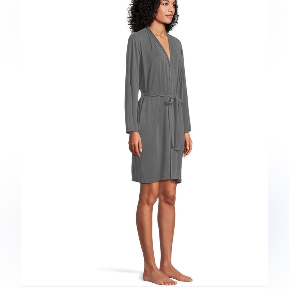 Barefoot Dreams MC Sand washed Jersey Midi Lightweight Robe Dark Steel Blue, NWT